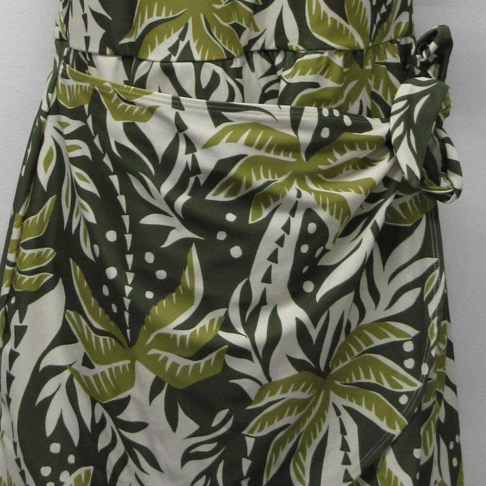 Old Navy Olive & Cream Tropical Leaf One-Piece Swim Dress - Picture 4 of 5